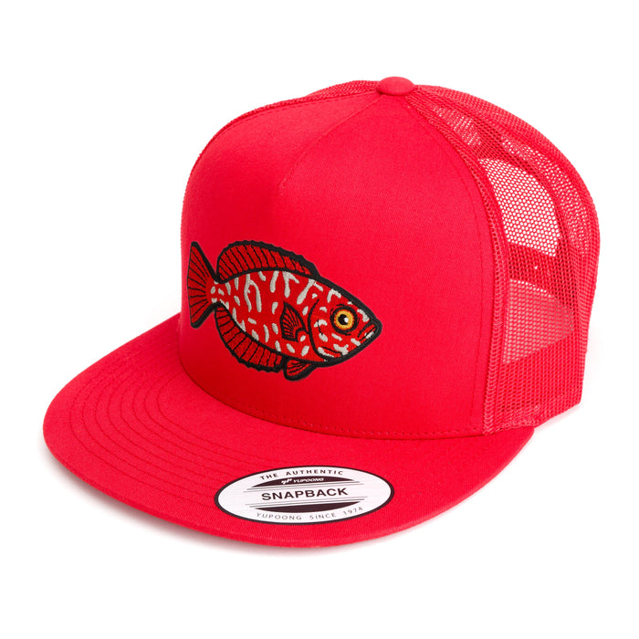 HFG - ‘Āweoweo (Hawaiian Bigeye) Red Snapback Flatbill Trucker Hat