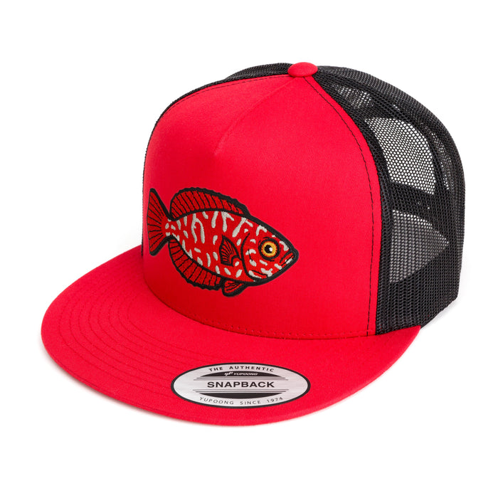 HFG - ‘Āweoweo (Hawaiian Bigeye) Red / Black Snapback Flatbill Trucker Hat