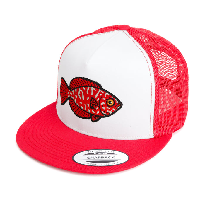 HFG - ‘Āweoweo (Hawaiian Bigeye) Red / White Snapback Flatbill Trucker Hat